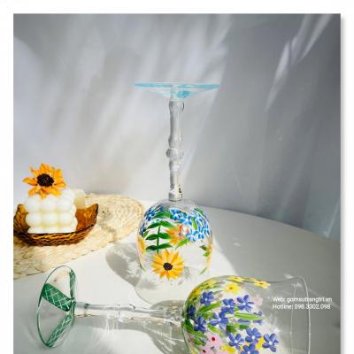LY RƯỢU VẼ TAY HOA HƯỚNG DƯƠNG